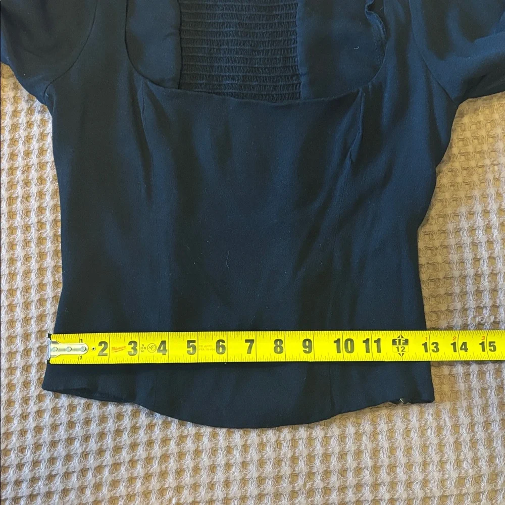 Reformation Ana Black Square Neck top with Puff Sleeves